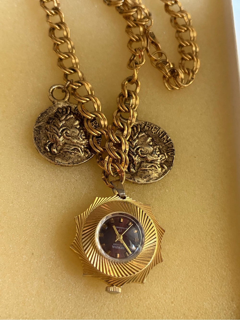 GENOVA Vintage Gold-Tone Pendant Watch Necklace - Unbranded